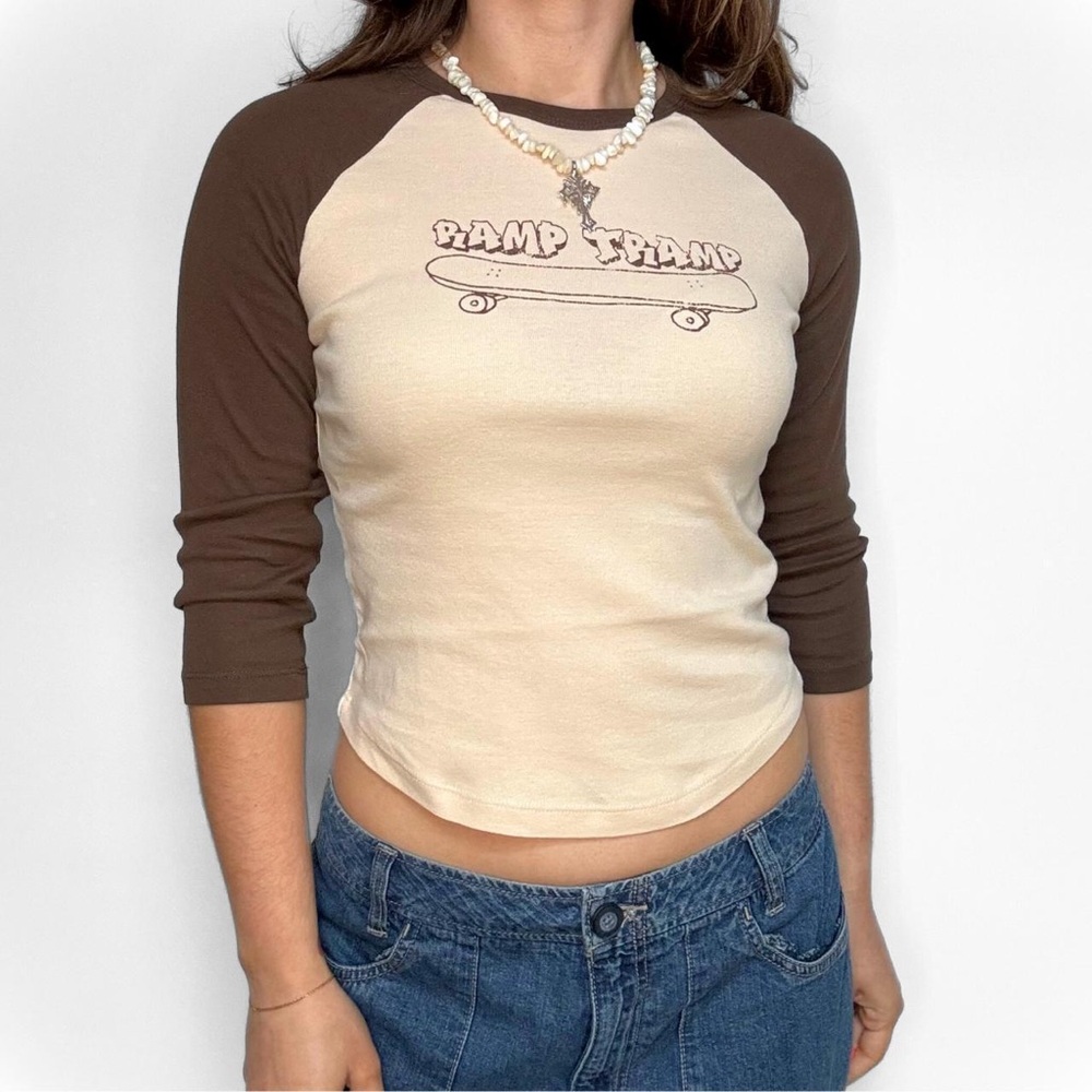 Urban Outfitters Ramp Tramp Women's Tan and Brown T-shirt size XS NWT in packag